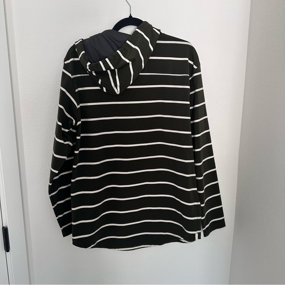 BYLT Drop Cut Lux Hooded Henley Pullover Forest Green White Size Large Men’s - Picture 8 of 8